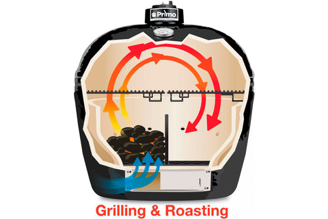 Image of Primo Oval All-In-One Junior 200 Ceramic Kamado Grill w/Cart | PG007400 | Kamado Grills Depot