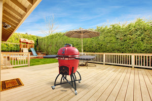 Icon Grills 400 Series 20-inch Ceramic Kamado Grill Red w/ Oversized Cart