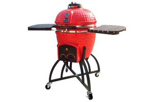 Icon Grills 400 Series 20-inch Ceramic Kamado Grill Red w/ Oversized Cart | CG401RED | Kamado Grills Depot