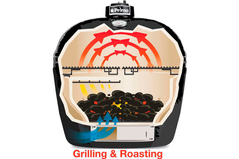 Image of Primo Oval All-In-One Junior 200 Ceramic Kamado Grill w/Cart | PG007400 | Kamado Grills Depot