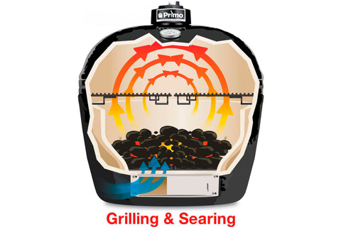 Image of Primo Oval All-In-One Junior 200 Ceramic Kamado Grill w/Cart | PG007400 | Kamado Grills Depot